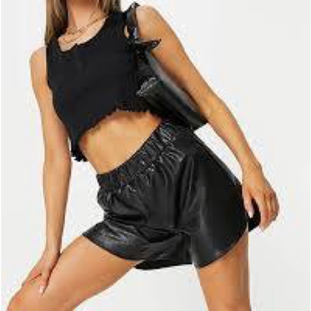 Black Vegan Leather Women's Shorts by Collusion Sz 8